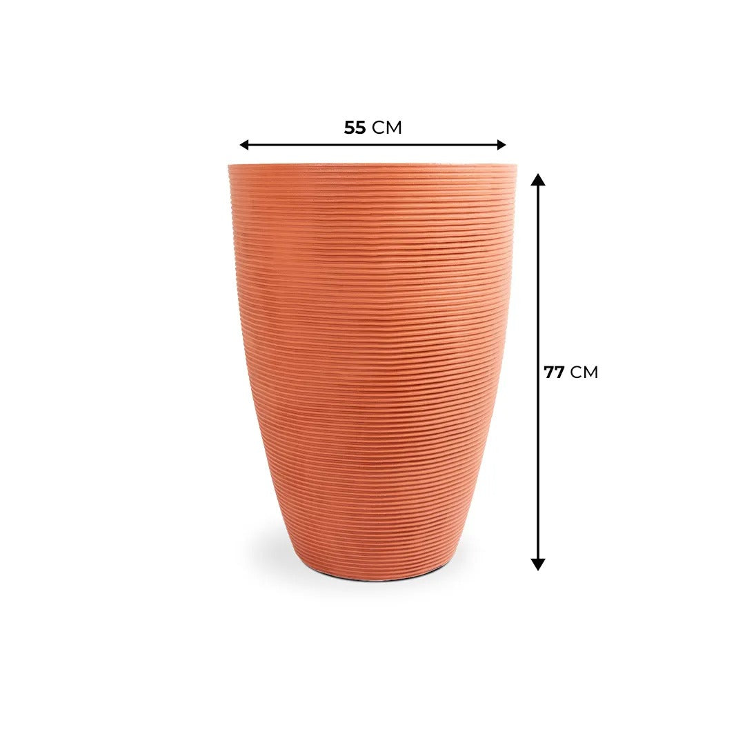 KIT DE 3 MACETEROS CONO ACANALADO TERRACOTA