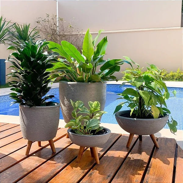 Pack de 4 Maceteros para Plantas con Trípode de Madera