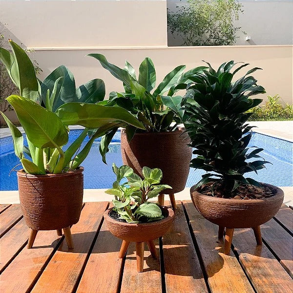 Pack de 4 Maceteros para Plantas con Trípode de Madera